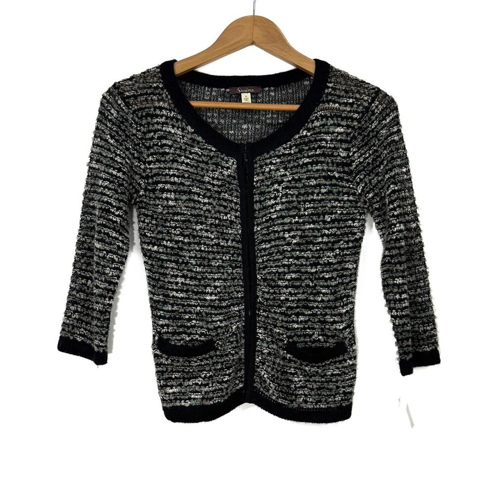 Susina Women’s Size XS Parisa Echo Gray Acrylic Wool Knit Cardigan Sweater New